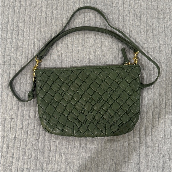 Clare V. Petit Moyen Messenger puffy woven Army green leather - Picture 3 of 6